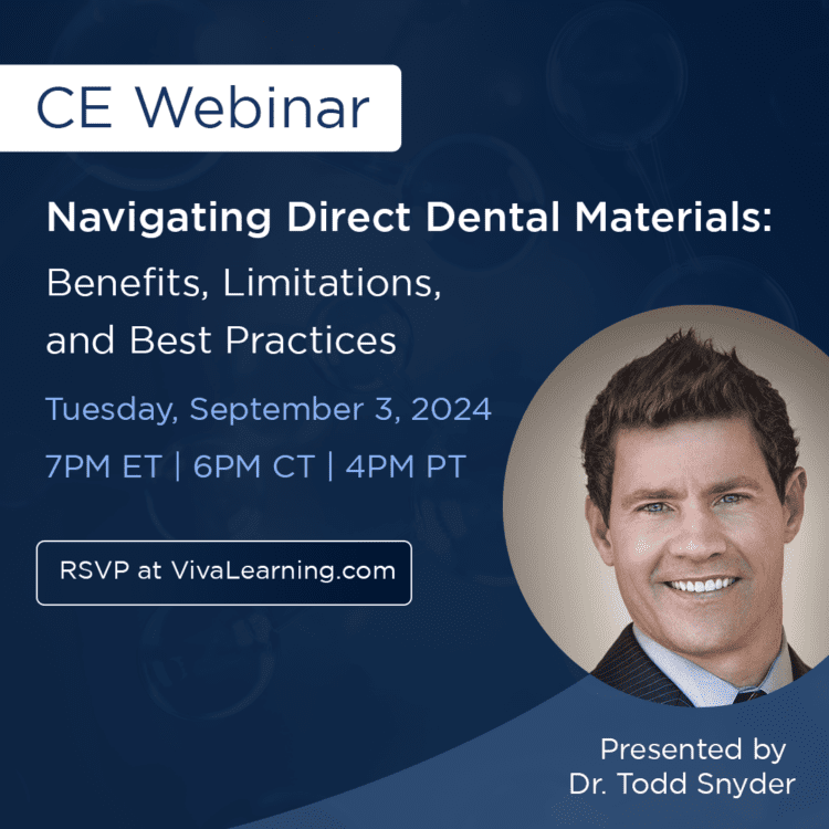 Lê mais sobre este artigo Join our Free CE Webinar: Navigating Direct Dental Materials: Benefits, Limitations, and Best Practices with Dr. Todd Snyder
