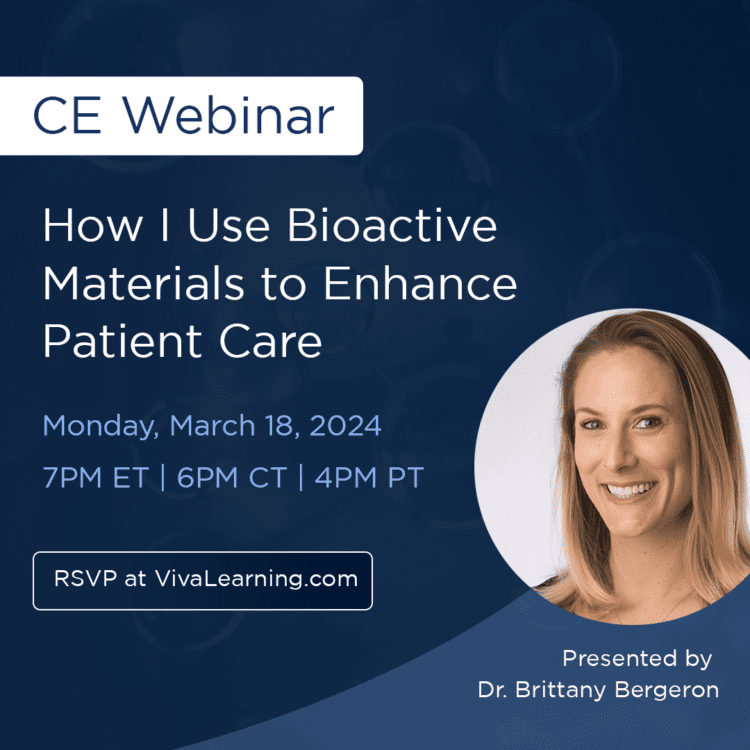 Lê mais sobre este artigo Join our Free CE Webinar: How I Use Bioactive Materials to Advance Patient with Dr. Brittany Bergeron